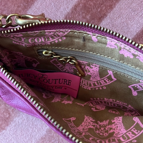 JUICY COUTURE Pink Leather Y2K Baguette with Chain original 2000’s - Picture 2 of 7
